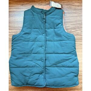 New CPC Classic Prep Youth XL Puffer Vest Green Orange  Gingham‎ Lined Quilted
